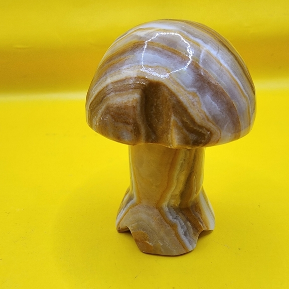 Vintage Marble Carved Stone Mushroom 2.25" Figurine Tan Brown Mid Century - Picture 4 of 7